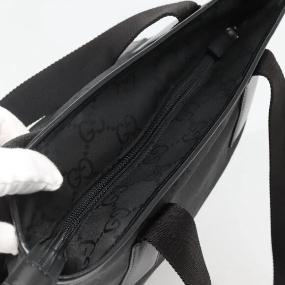 GUCCI GG Canvas Tote Bag Outlet Black Silver 180450 Auth ep10324 - Picture 7 of 16